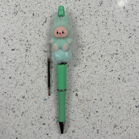Green Labubu pen with ink refill - Picture 2 of 3